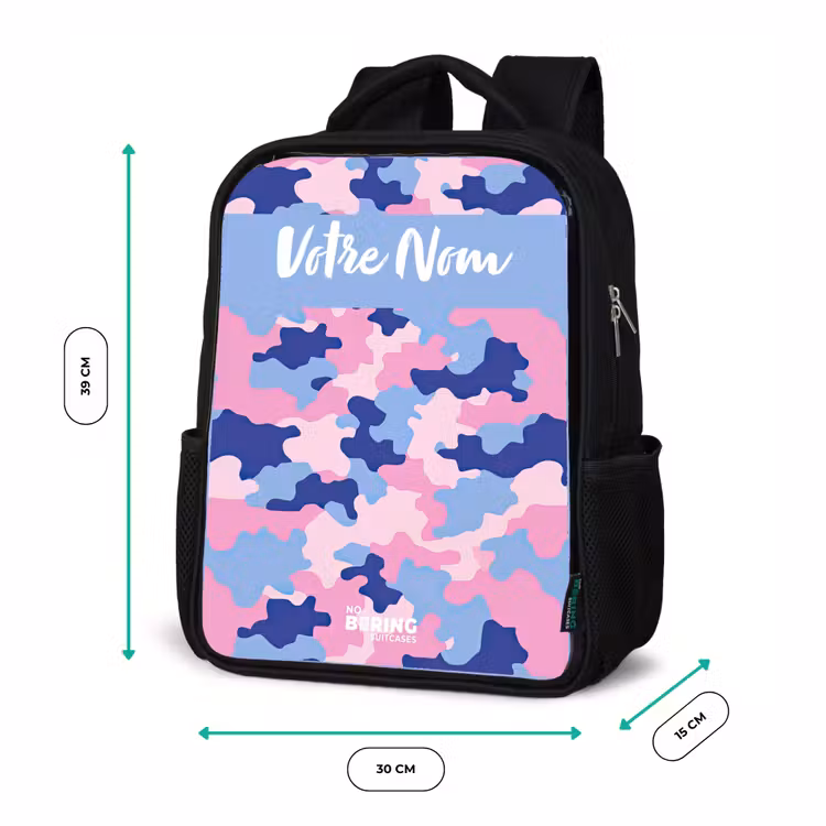 Sac à dos enfant avec votre nom - Noir - Camouflage - Rose - Bleu — 8