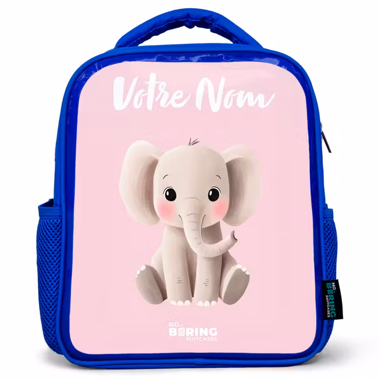 Sac à dos enfant avec votre nom - Bleu - Eléphant - Gris - Bébé - Tronc — 1