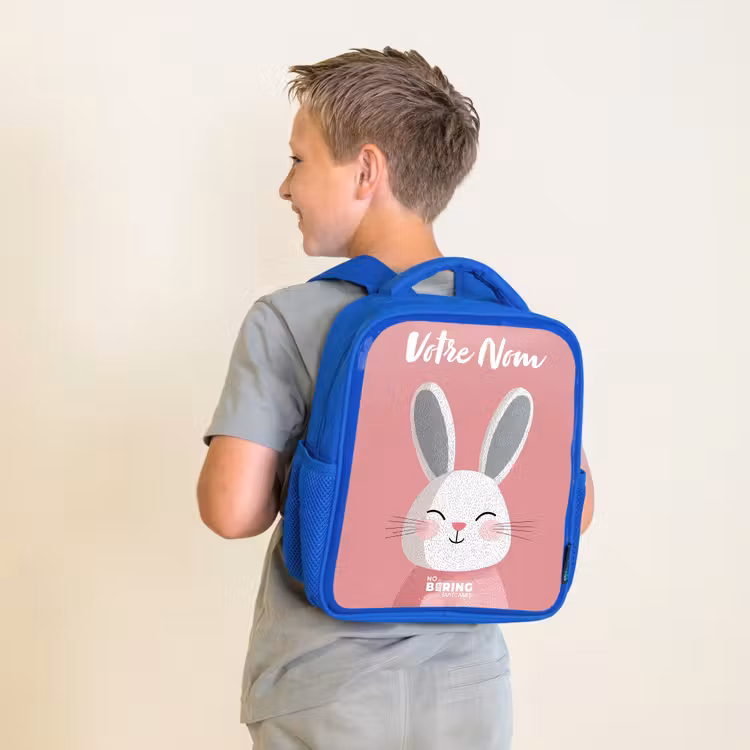 Sac à dos enfant avec votre nom - Bleu - Lapin - Blush - Pois - Rose — 2
