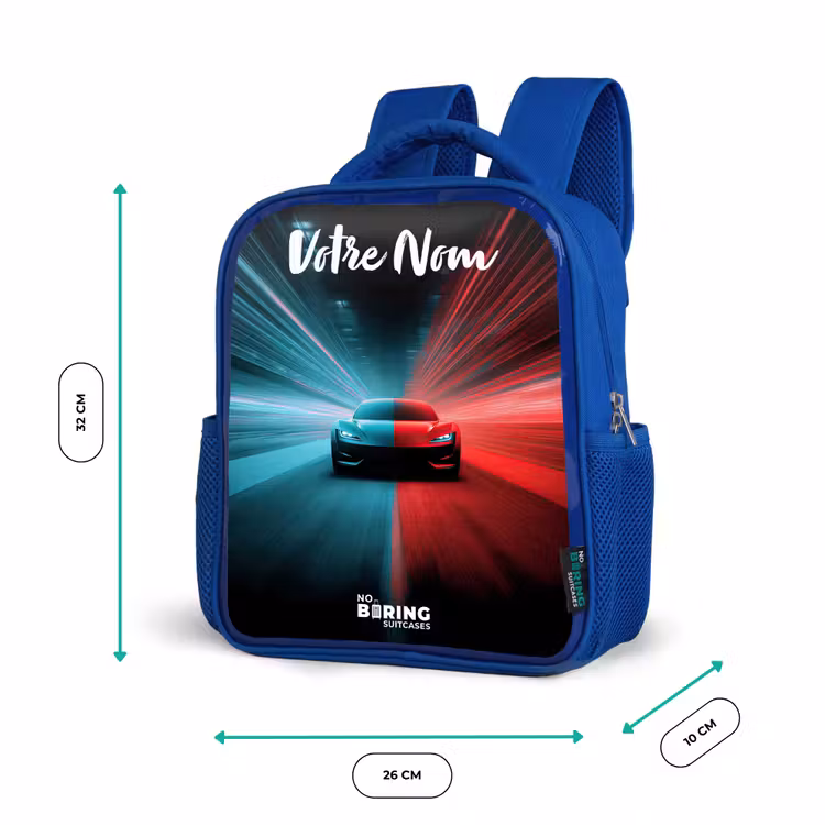 Sac à dos enfant avec votre nom - Bleu - Voiture de sport - Bleu - Néon - Ville — 6