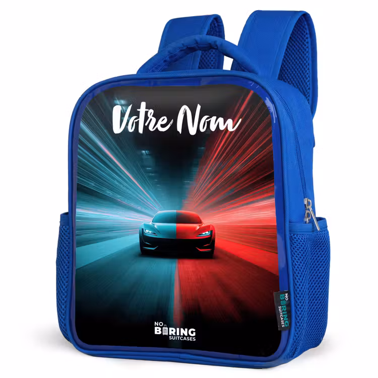 Sac à dos enfant avec votre nom - Bleu - Voiture de sport - Bleu - Néon - Ville — 7