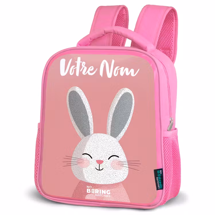 Sac à dos enfant avec votre nom - Rose - Lapin - Blush - Pois - Rose — 4