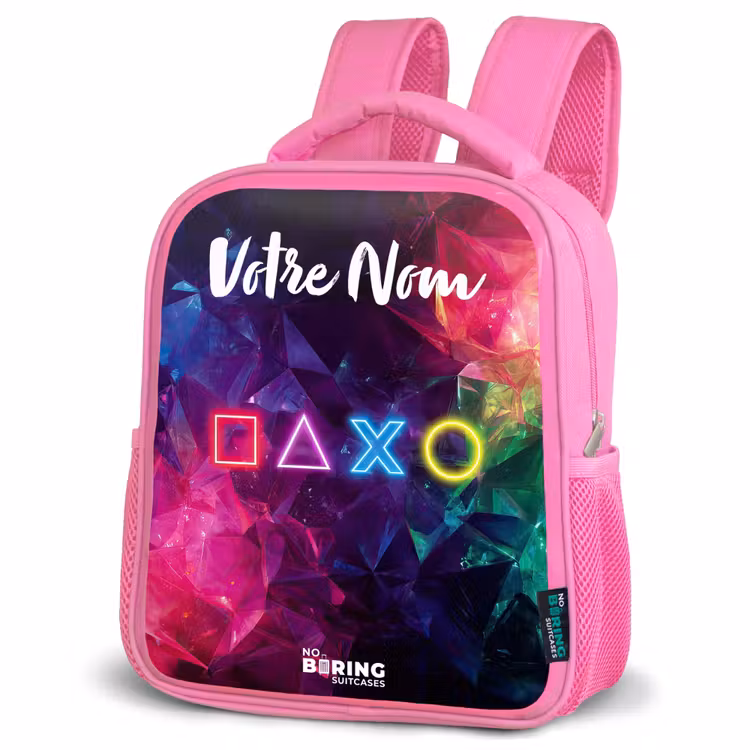 Sac à dos enfant avec votre nom - Rose - Symboles - Jeu - Coloré — 4