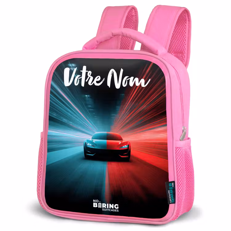 Sac à dos enfant avec votre nom - Rose - Voiture de sport - Bleu - Néon - Ville — 4