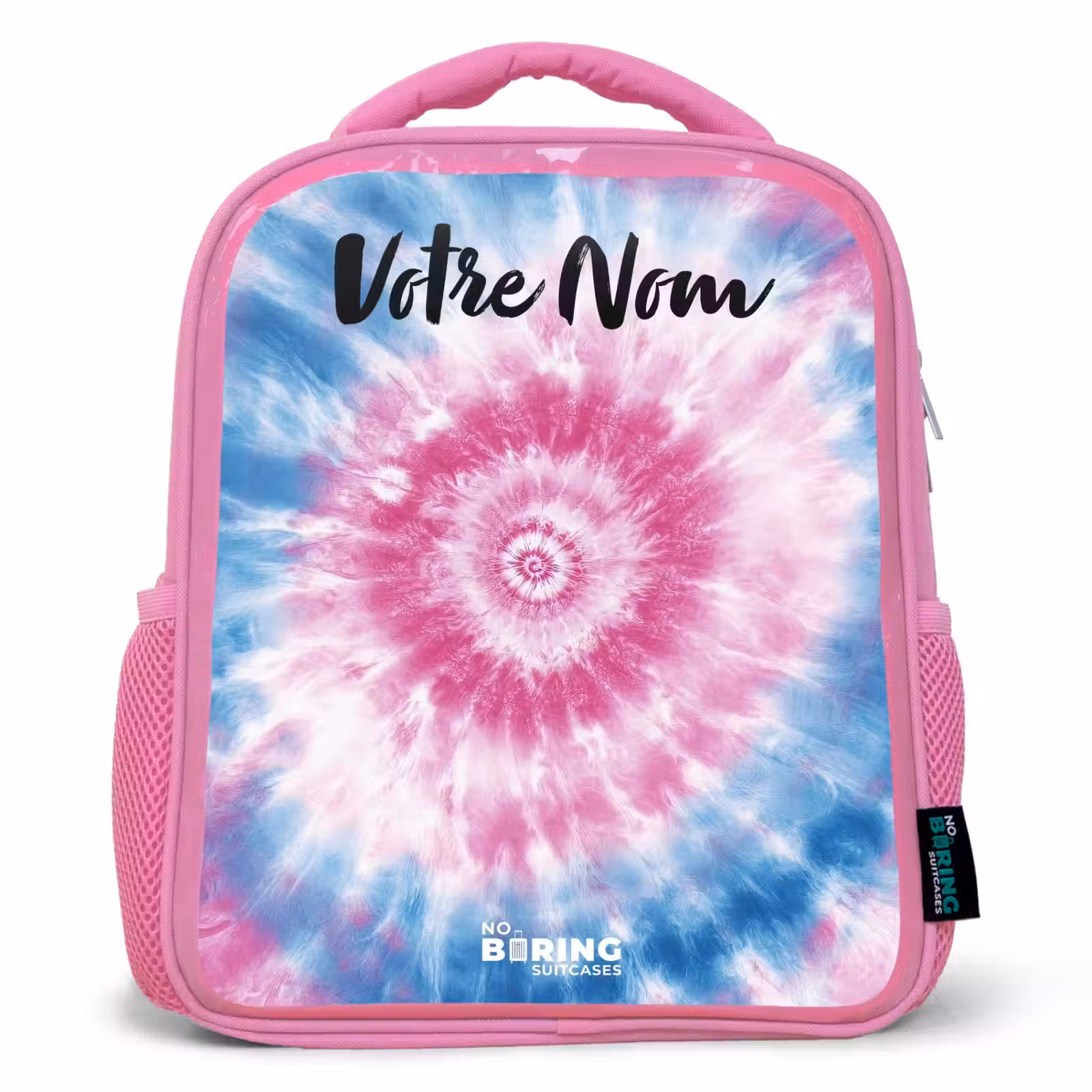 Sac à dos enfant avec votre nom - Rose - Tie dye - Abstrait - Bleu - Rose — 1