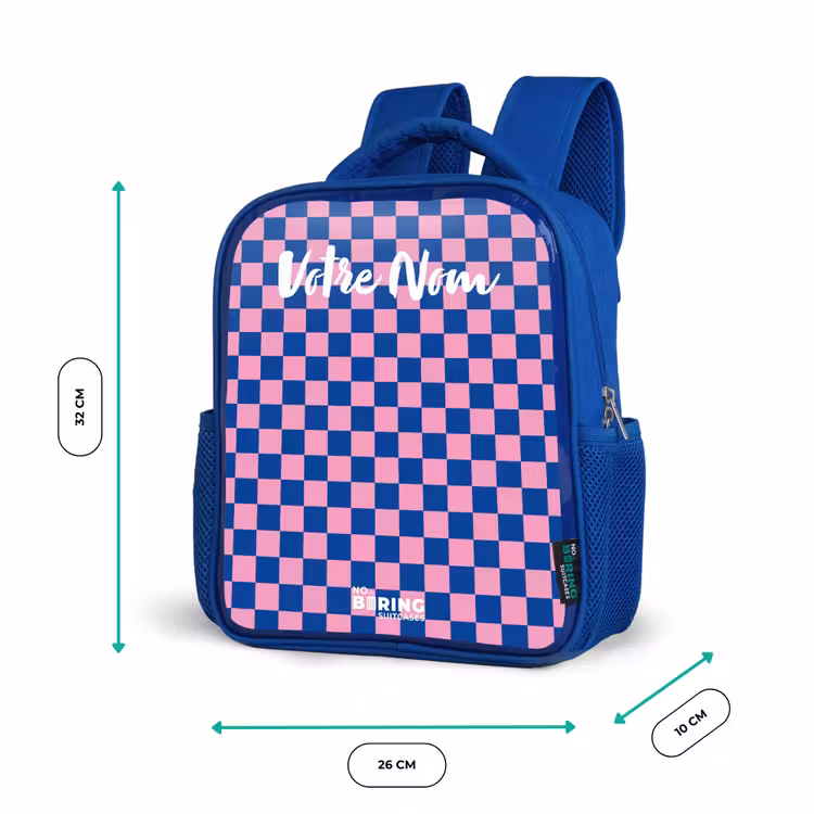 Sac à dos enfant avec votre nom - Bleu - Blocs - Bleu - Rose — 6