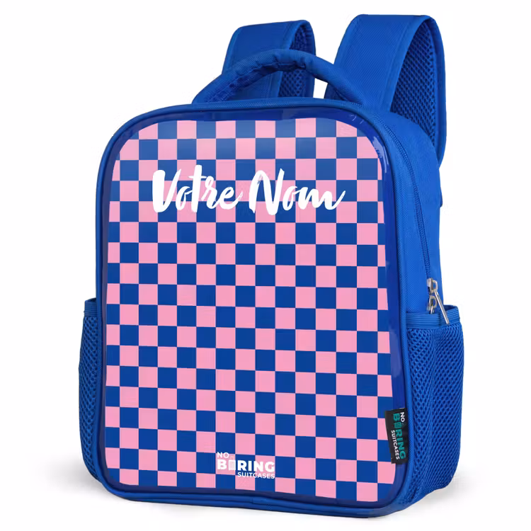 Sac à dos enfant avec votre nom - Bleu - Blocs - Bleu - Rose — 7