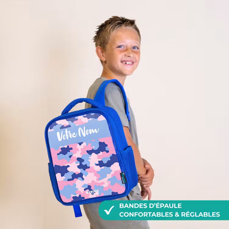 Sac à dos enfant avec votre nom - Bleu - Camouflage - Rose - Bleu — 4