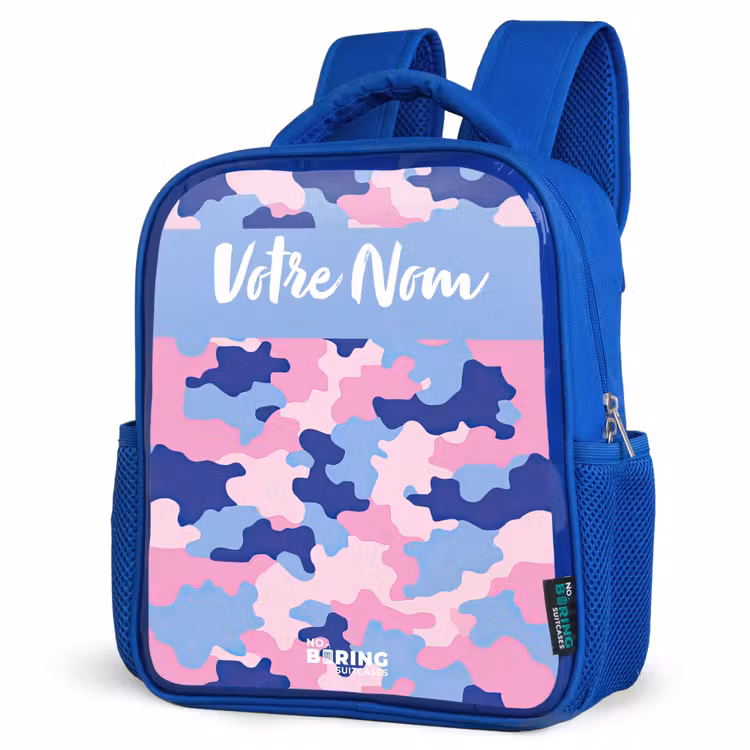 Sac à dos enfant avec votre nom - Bleu - Camouflage - Rose - Bleu — 7