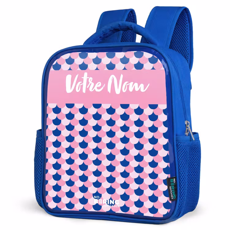 Sac à dos enfant avec votre nom - Bleu - Écailles - Motif - Bleu - Rose — 7