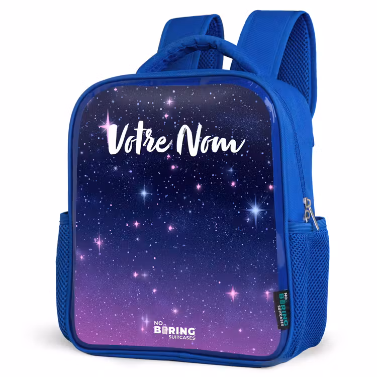 Sac à dos enfant avec votre nom - Bleu - Étoiles - Galaxie - Bleu - Rose — 7