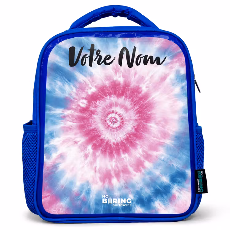 Sac à dos enfant avec votre nom - Bleu - Tie dye - Abstrait - Bleu - Rose — 1
