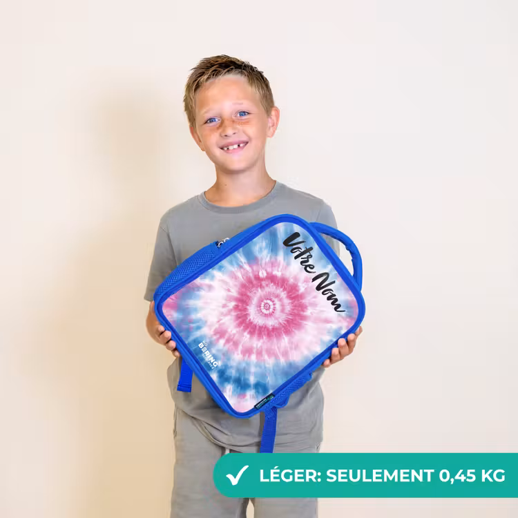 Sac à dos enfant avec votre nom - Bleu - Tie dye - Abstrait - Bleu - Rose — 3