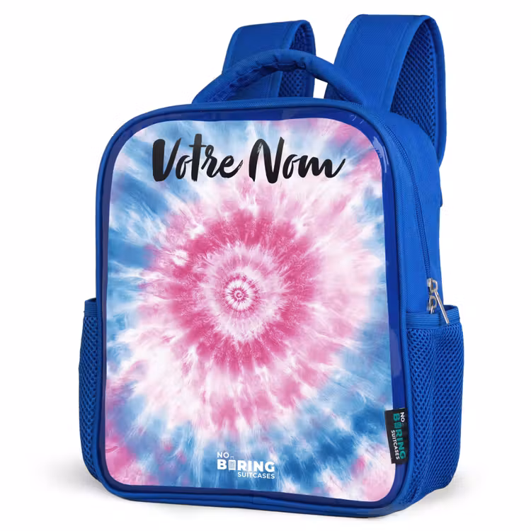Sac à dos enfant avec votre nom - Bleu - Tie dye - Abstrait - Bleu - Rose — 7