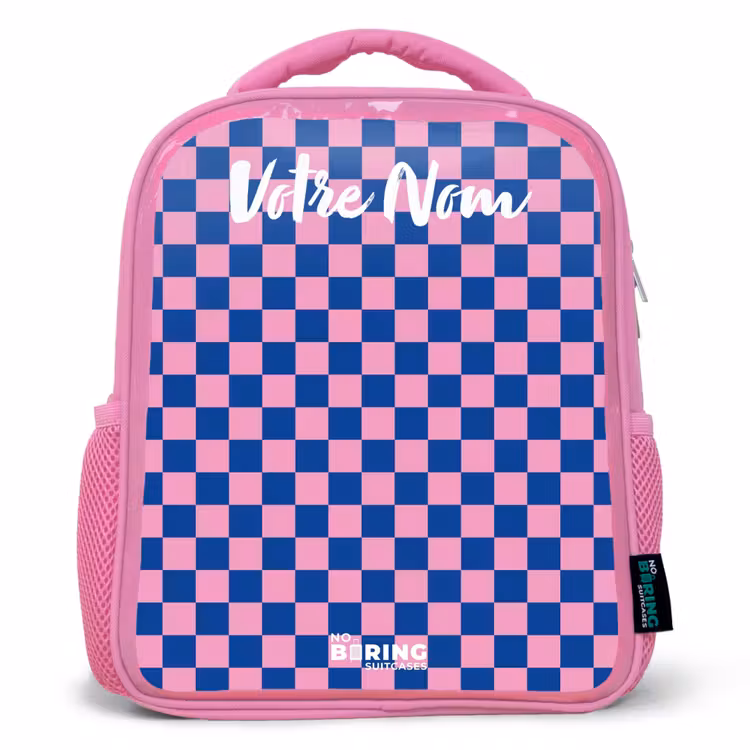 Sac à dos enfant avec votre nom - Rose - Blocs - Bleu - Rose — 1