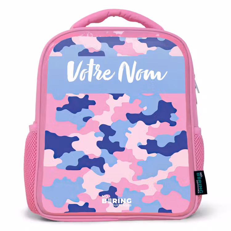 Sac à dos enfant avec votre nom - Rose - Camouflage - Rose - Bleu — 1