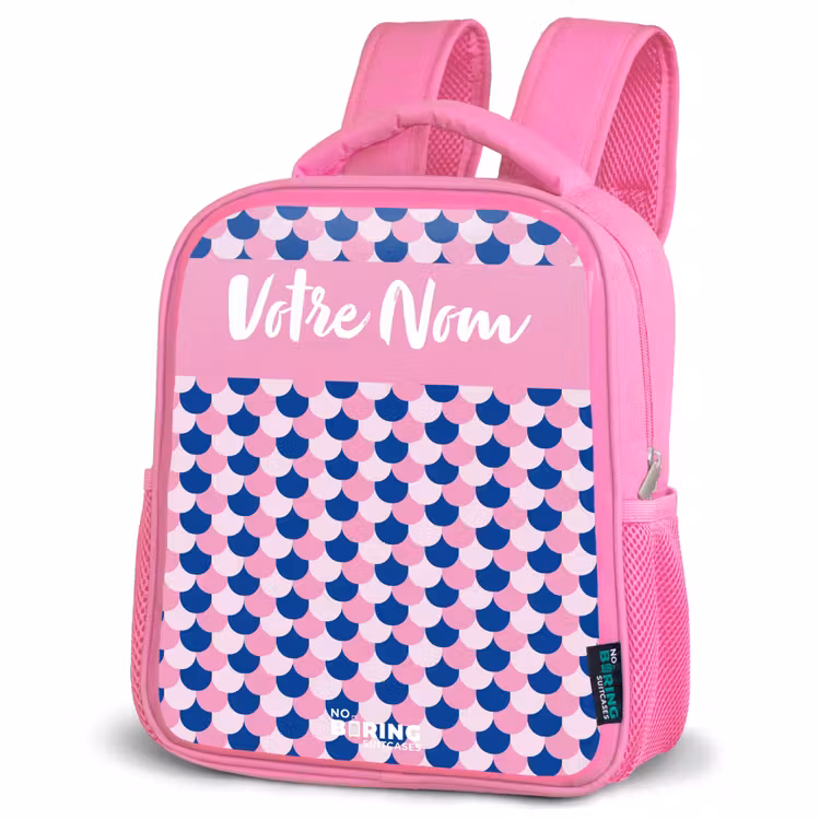 Sac à dos enfant avec votre nom - Rose - Écailles - Motif - Bleu - Rose — 4
