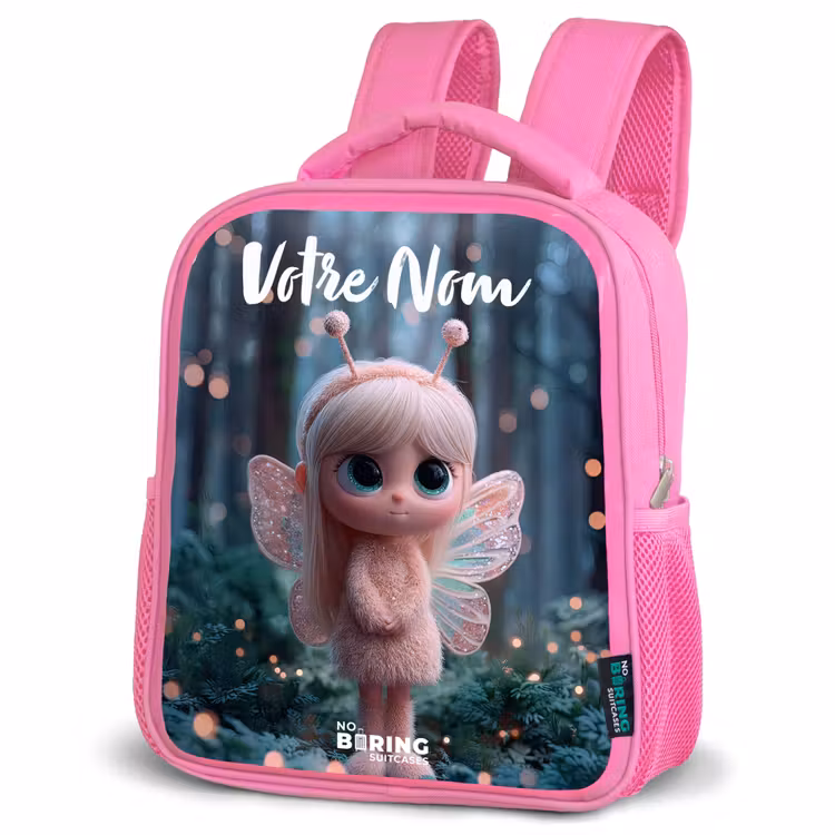 Sac à dos enfant avec votre nom - Rose - Fée - Forêt - Paillettes — 4