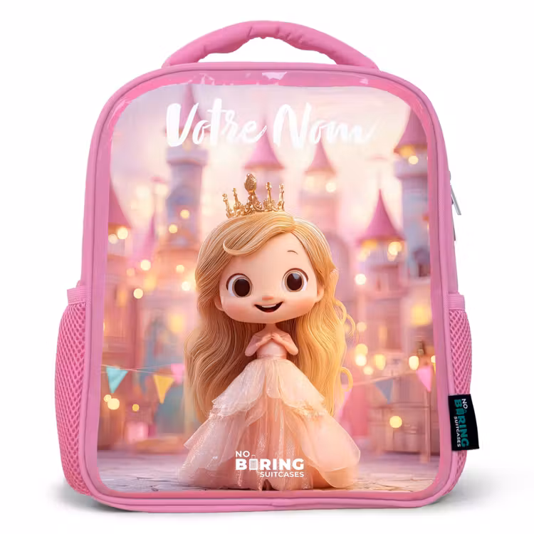 Sac à dos enfant avec votre nom - Rose - Princesse - Rose - Château — 1