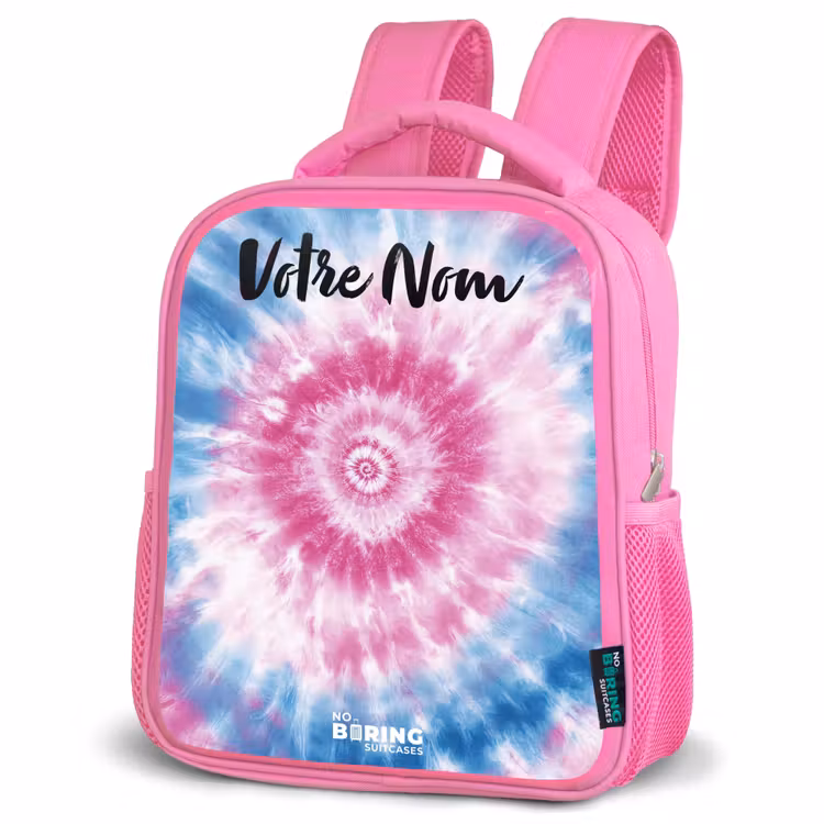 Sac à dos enfant avec votre nom - Rose - Tie dye - Abstrait - Bleu - Rose — 4