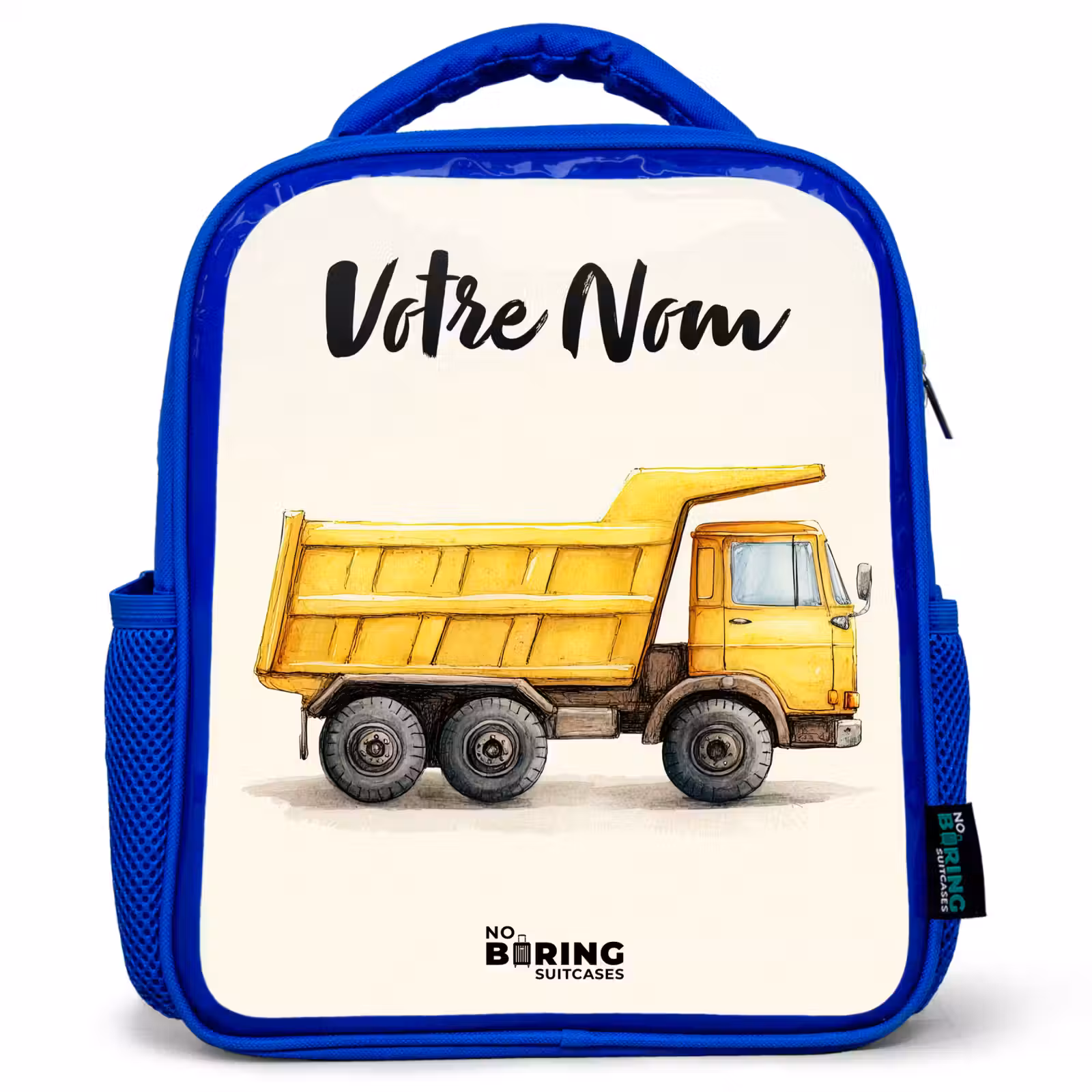 Sac à dos enfant avec votre nom - Bleu - Camion-benne - Signé - Jaune — 1