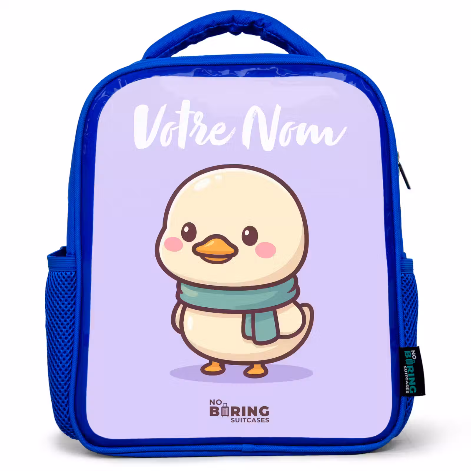 Sac à dos enfant avec votre nom - Bleu - Kawai - Canard - Echarpe — 1
