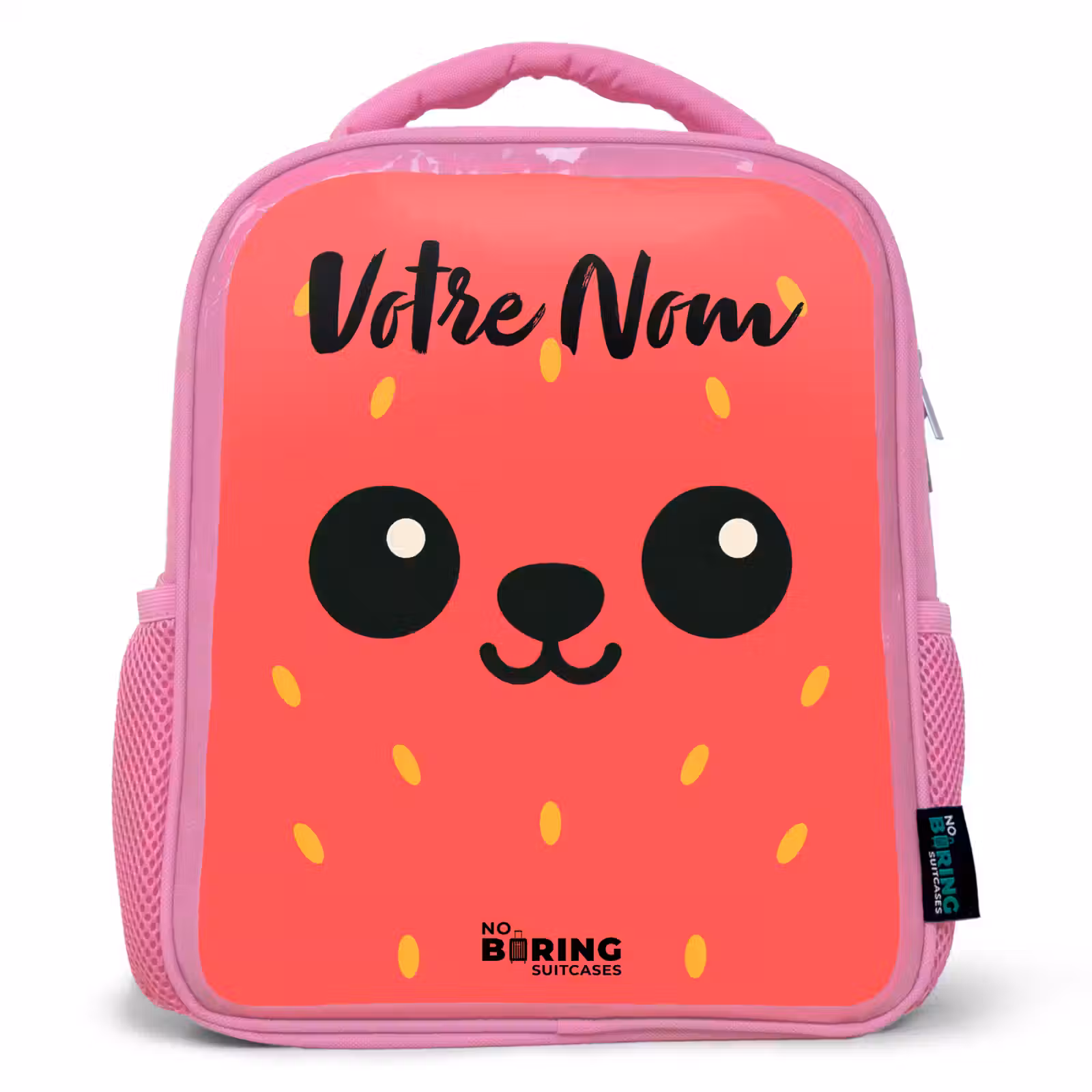 Sac à dos enfant avec nom - Rose - Kawai - Fraise - Rouge — 1