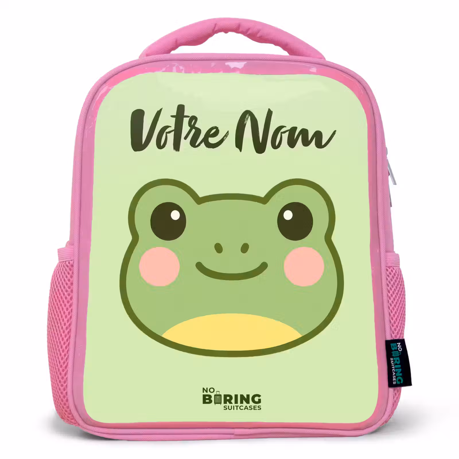 Sac à dos enfant avec votre nom - Rose - Kawai - Grenouille - Vert — 1