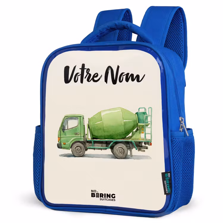 Sac à dos enfant avec votre nom - Bleu - Bétonnière - Signée - Verte — 7