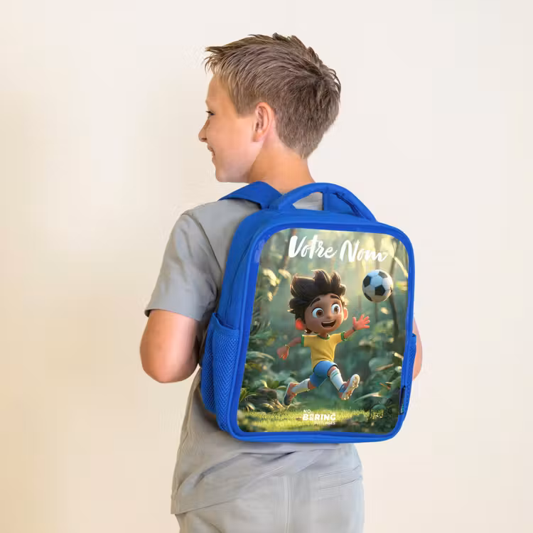 Sac à dos enfant avec nom - Bleu - Football - Garçon - Forest — 2
