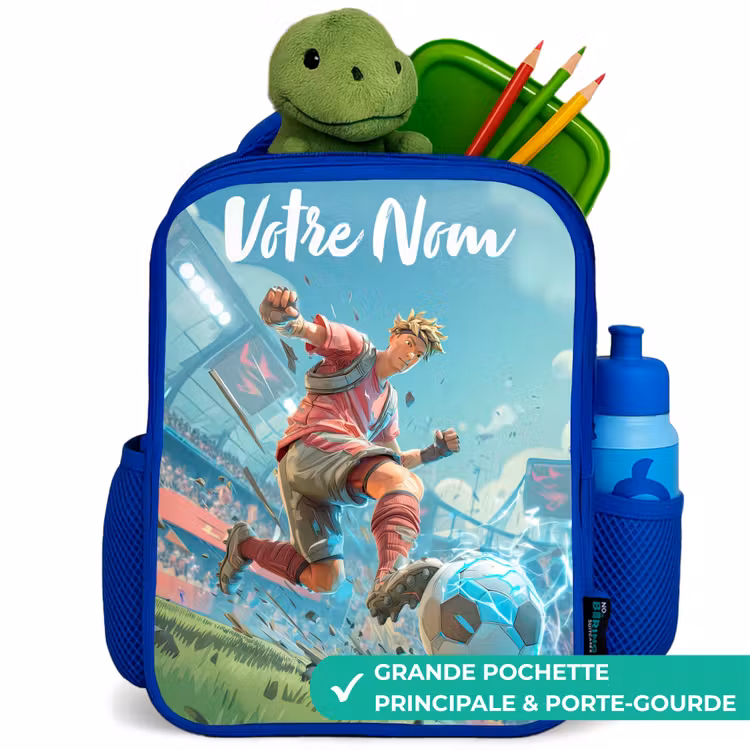 Sac à dos enfant avec nom - Bleu - Football - Garçon - Stade - Électrique — 5
