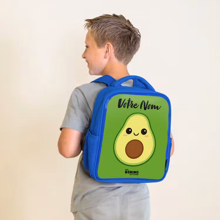 Sac à dos enfant avec votre nom - Bleu - Kawai - Avocado - Vert — 2