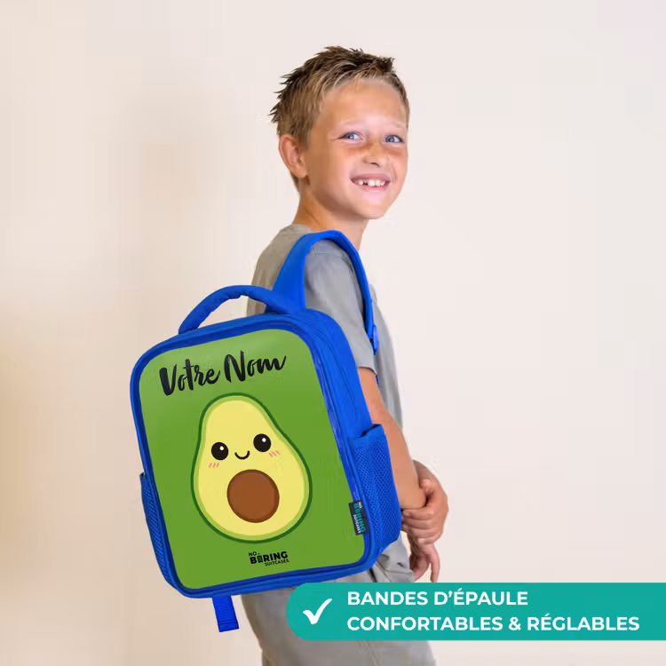 Sac à dos enfant avec votre nom - Bleu - Kawai - Avocado - Vert — 4