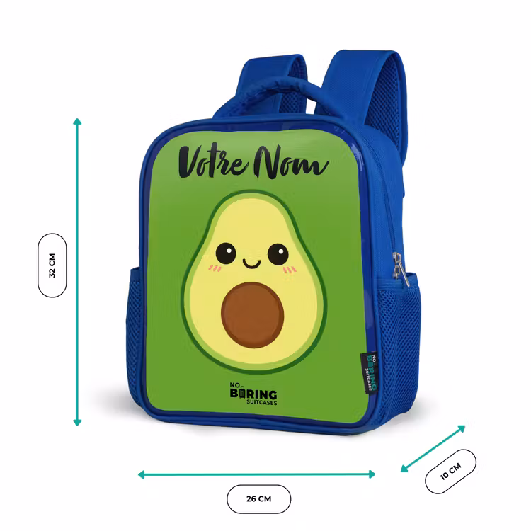 Sac à dos enfant avec votre nom - Bleu - Kawai - Avocado - Vert — 6
