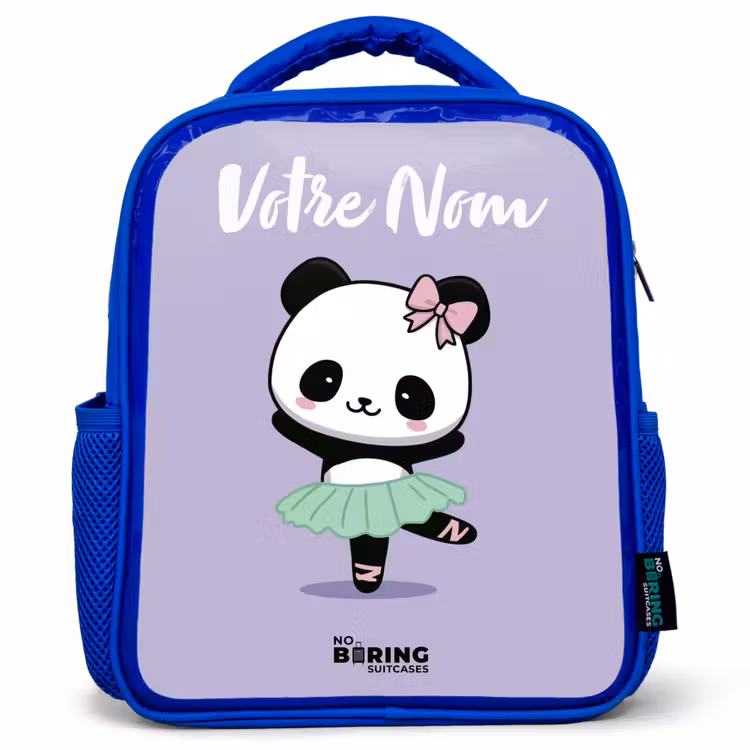 Sac à dos enfant avec votre nom - Bleu - Kawai - Ballet - Panda — 1