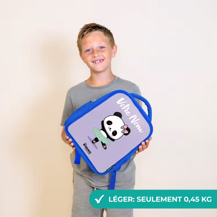 Sac à dos enfant avec votre nom - Bleu - Kawai - Ballet - Panda — 3