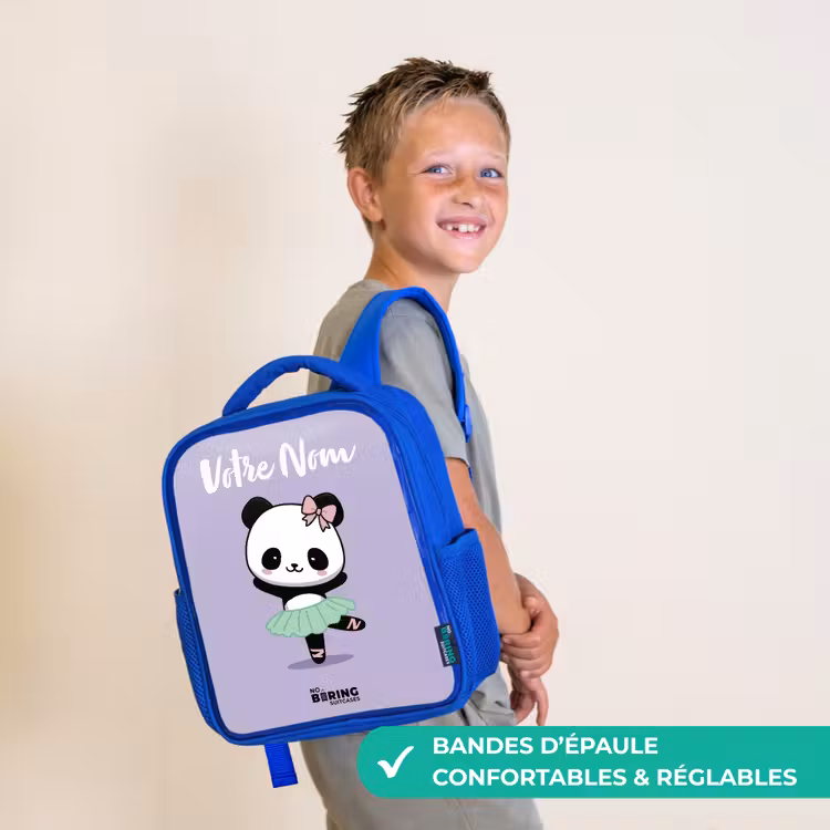 Sac à dos enfant avec votre nom - Bleu - Kawai - Ballet - Panda — 4