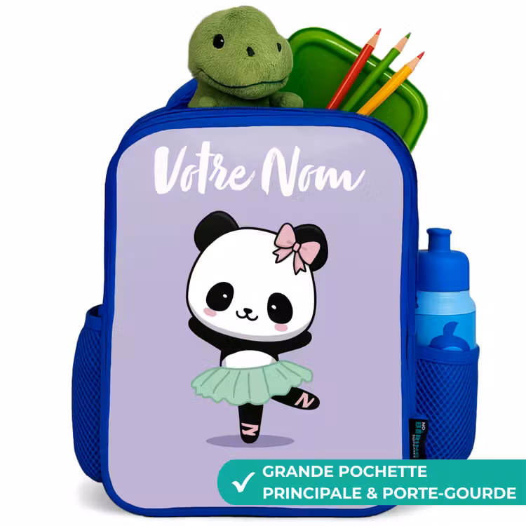 Sac à dos enfant avec votre nom - Bleu - Kawai - Ballet - Panda — 5