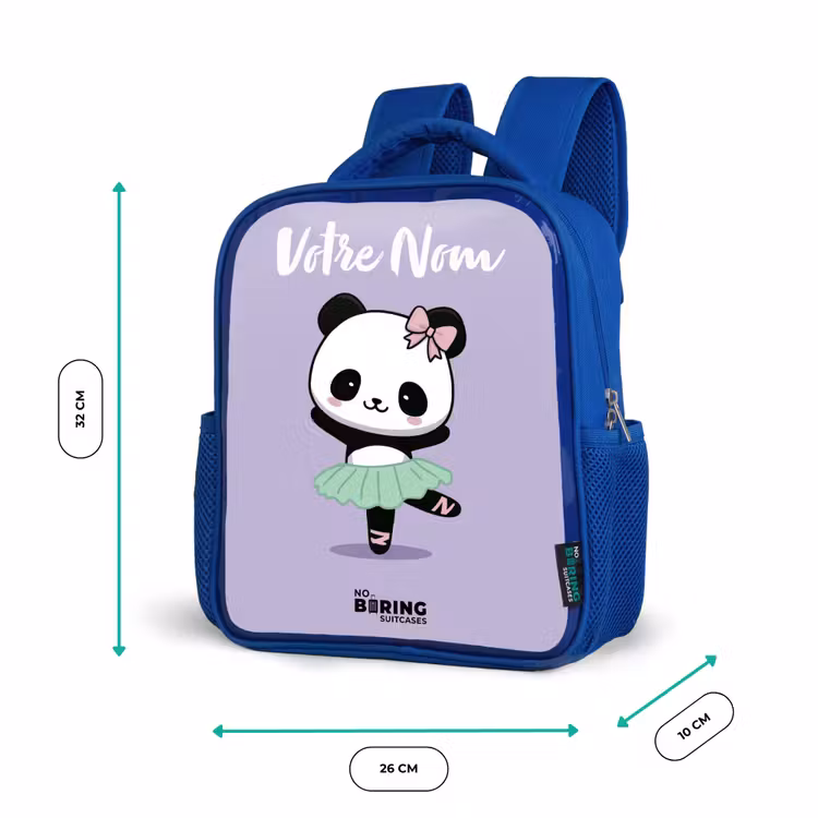 Sac à dos enfant avec votre nom - Bleu - Kawai - Ballet - Panda — 6