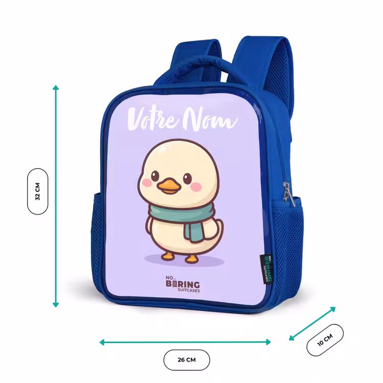 Sac à dos enfant avec votre nom - Bleu - Kawai - Canard - Echarpe — 6