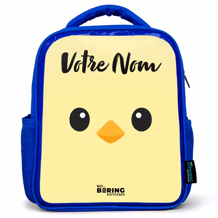 Sac à dos enfant avec votre nom - Bleu - Kawai - Chick - Jaune — 1