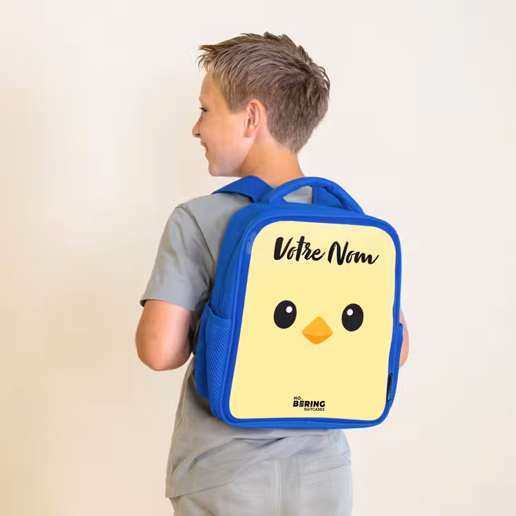 Sac à dos enfant avec votre nom - Bleu - Kawai - Chick - Jaune — 2