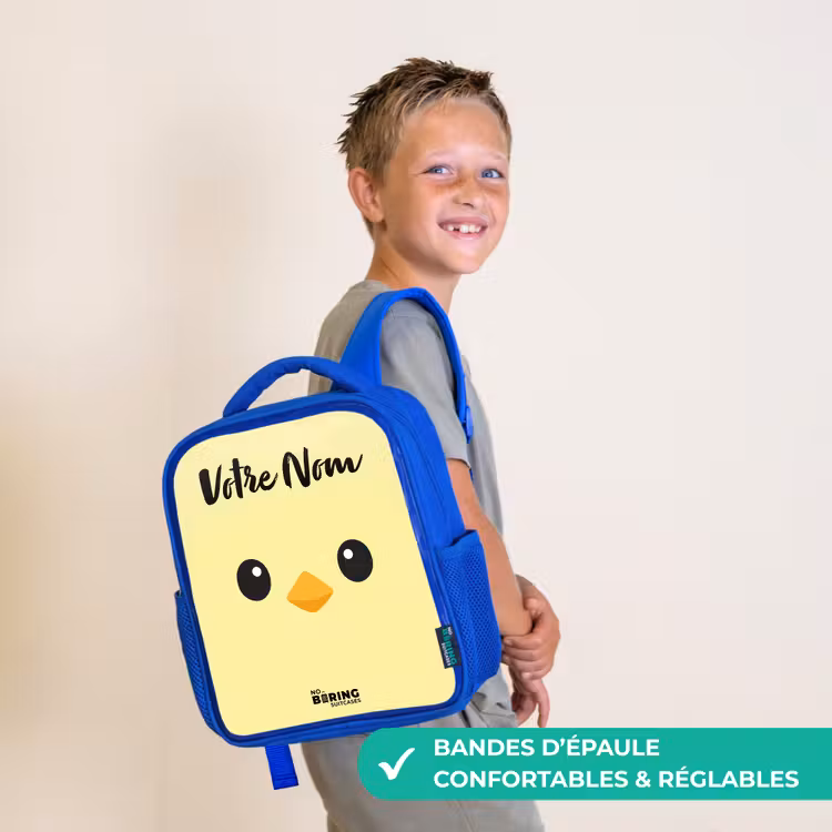 Sac à dos enfant avec votre nom - Bleu - Kawai - Chick - Jaune — 4