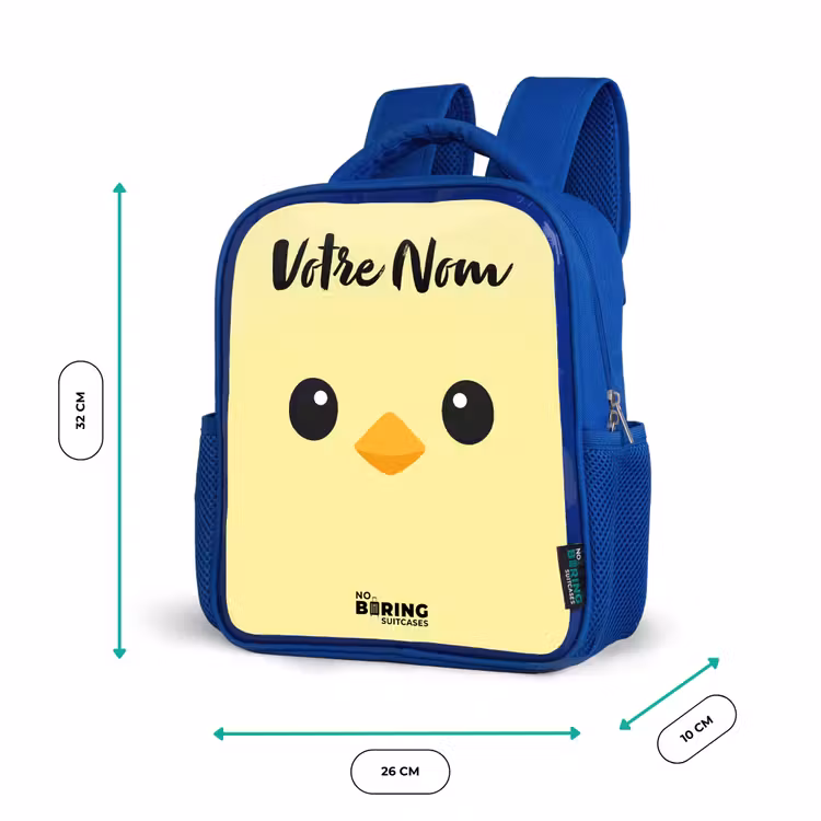 Sac à dos enfant avec votre nom - Bleu - Kawai - Chick - Jaune — 6