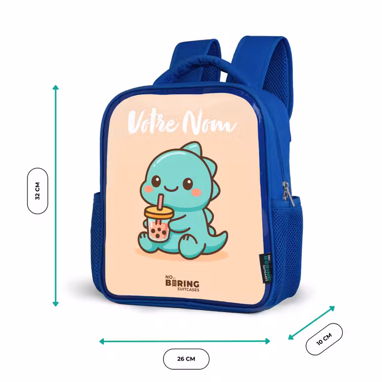 Sac à dos enfant avec votre nom - Bleu - Kawai - Dino - Bubbletea — 6