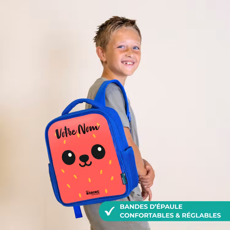 Sac à dos enfant avec nom - Bleu - Kawai - Fraise - Rouge — 4