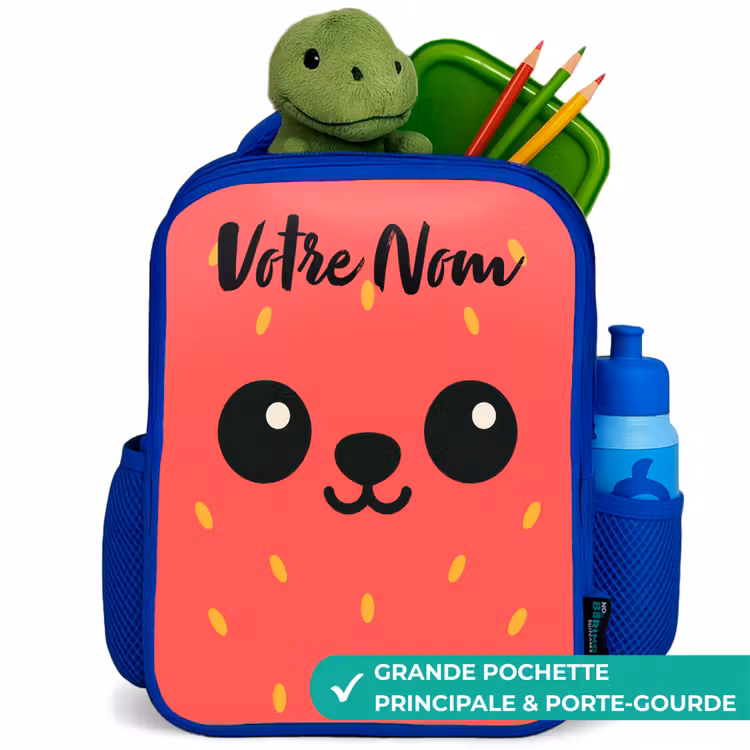 Sac à dos enfant avec nom - Bleu - Kawai - Fraise - Rouge — 5
