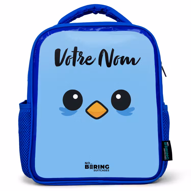 Sac à dos enfant avec votre nom - Bleu - Kawai - Oiseau - Bleu — 1
