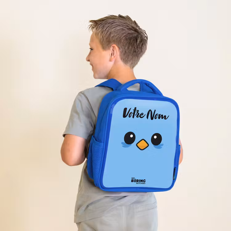Sac à dos enfant avec votre nom - Bleu - Kawai - Oiseau - Bleu — 2