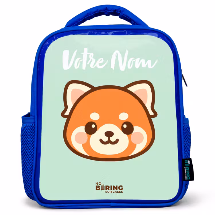 Sac à dos enfant avec votre nom - Bleu - Kawai - Panda rouge - Vert — 1